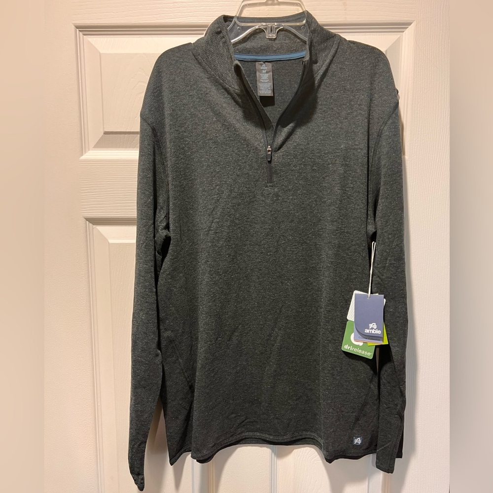 New Amble Dark Gray Quarter-Zip Pullover, men’s medium
